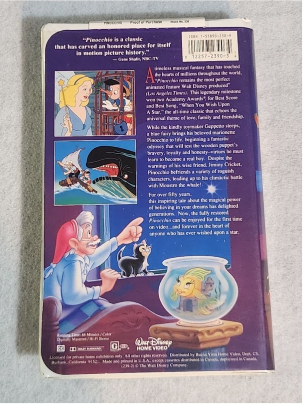 Set of 3Vintage Walt Disney VHS Tapes The Fox and the Hound, Pinocchio, Aladdin - Picture 5 of 10